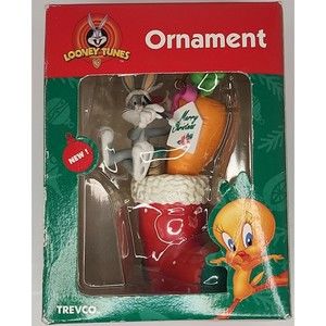 Bugs Bunny On A Stocking Christmas Ornament Vintage Looney Tunes